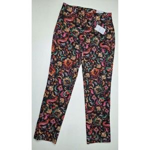 Women's Croft & Barrow Mid-Rise Paisley Slimming Stretch Pants Straight Sz 8 Reg